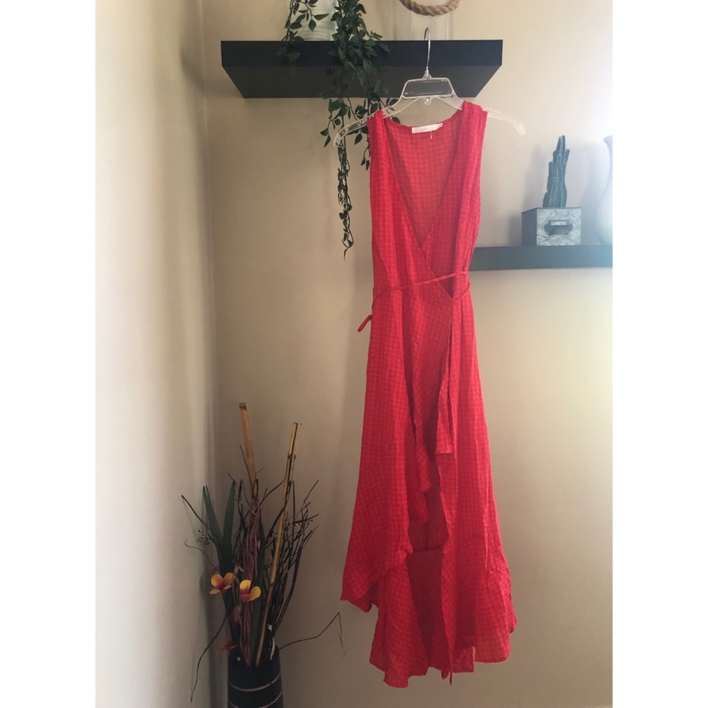 Red High-low Wrap Dress